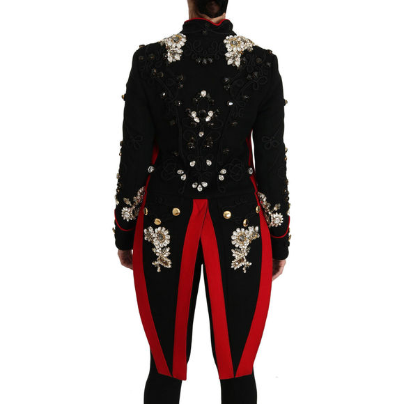 Dolce & Gabbana Black Wool Crystal Baroque Coat Jacket - Picture 4 of 5